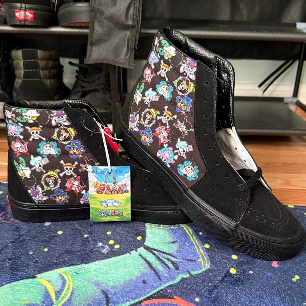 Vans Black High-Tops with Multicolor Cartoon Design